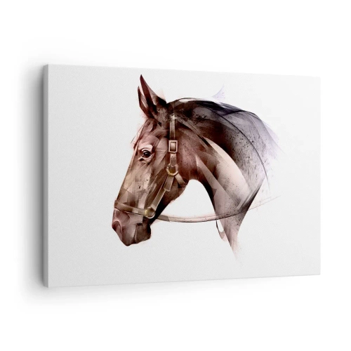 Obraz na plátne - Profil koňa v jemnej umeleckej forme na bielom pozadí - 70x50cm - To je ale pôvab - Moderná nástenná dekorácia do obývacej izby a spálne ARTTOR