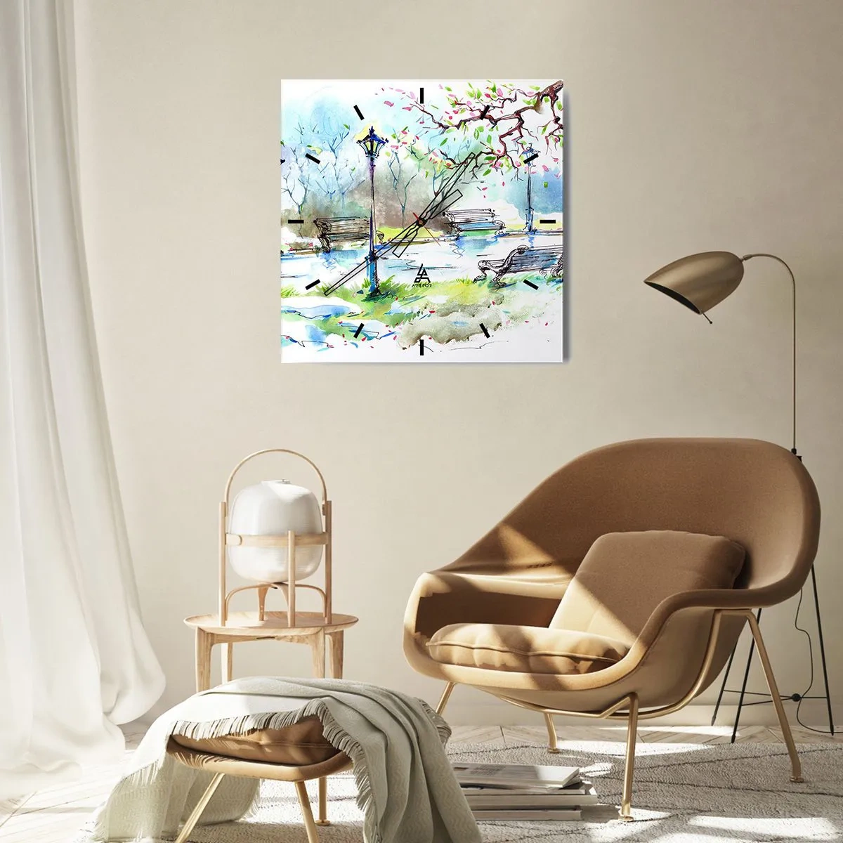 Nástenné hodiny - Kúzlo parkového ticha - 40x40 cm