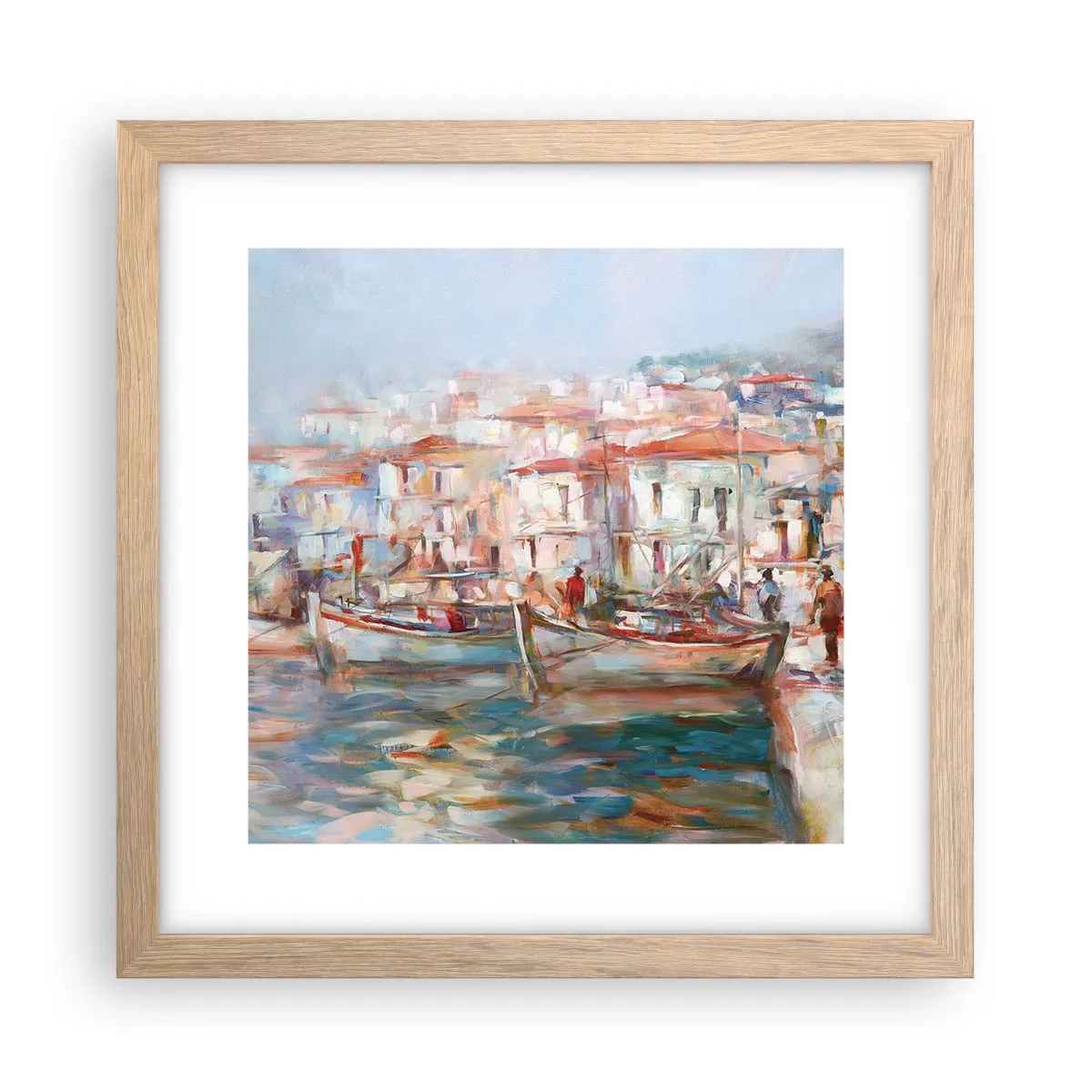 Plagát v ráme zo svetlého duba - Pastelová dovolenka - 30x30 cm