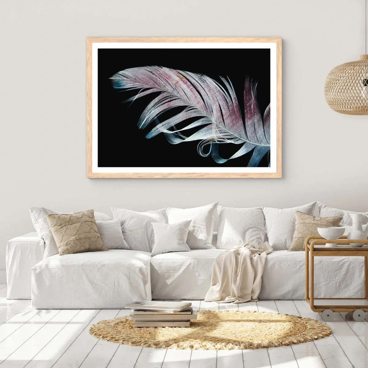 Plagát v ráme zo svetlého duba - Premýšľajte o dotyku - 91x61 cm