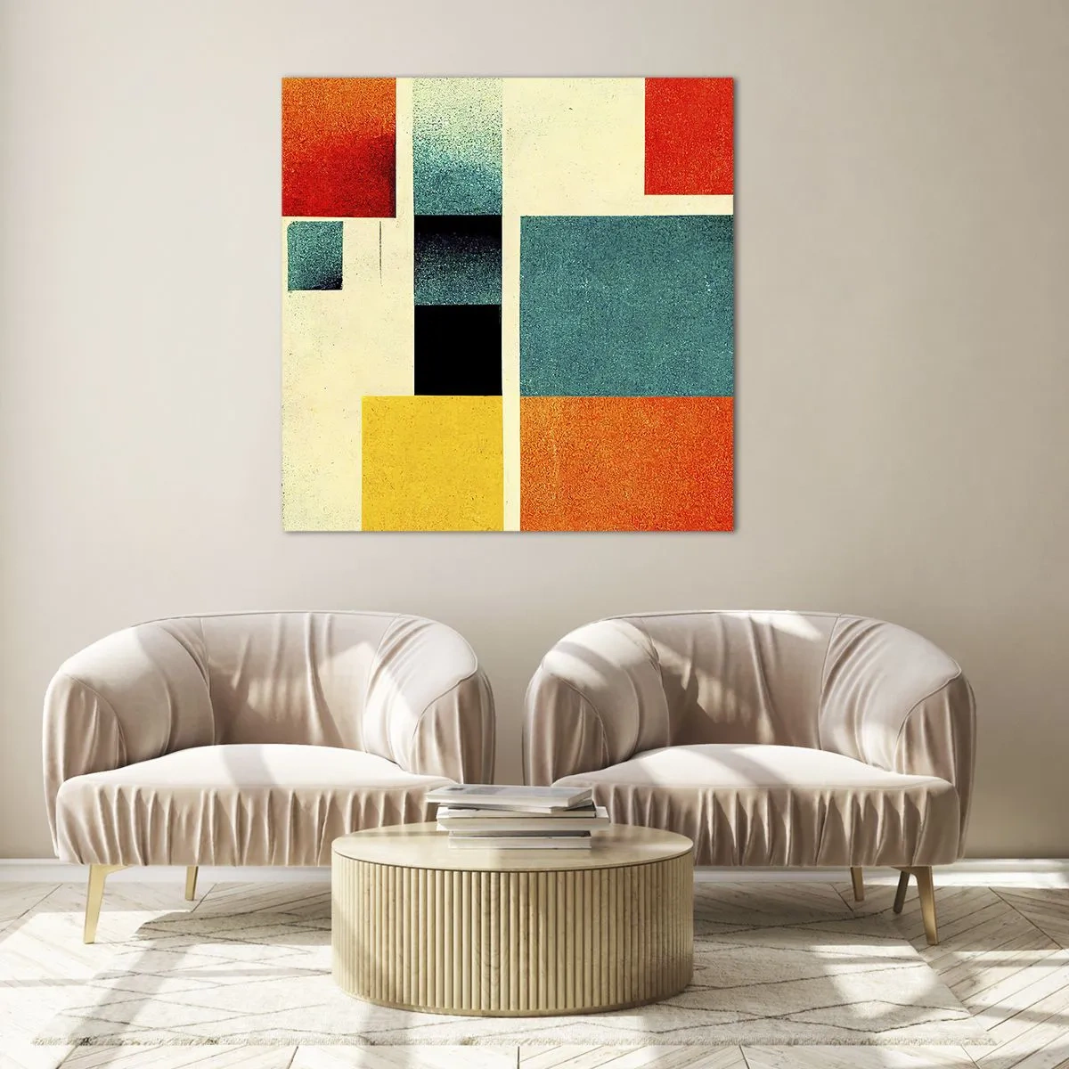 Obraz na skle - Geometrická abstrakcia – dobrá energia - 60x60 cm