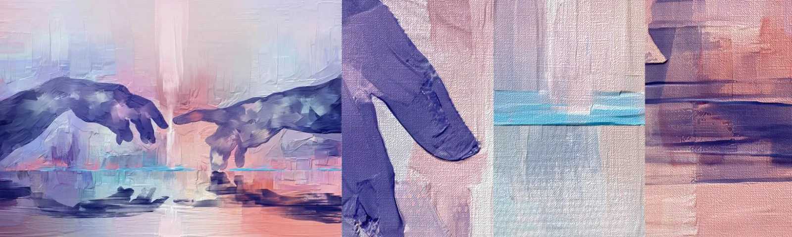 Vzorka fototapety Premium Canvas - Božská iskra života - Ruky, Michelangelo, Kus - 100x30 cm