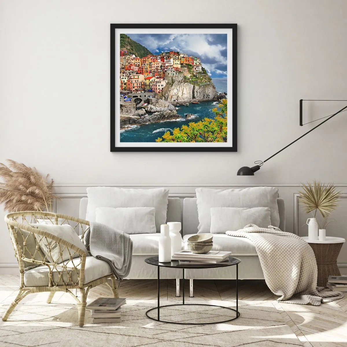 Plagát v čiernom ráme - Hromádka pritúlená k skalám - 40x40 cm