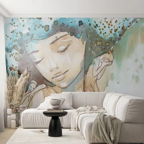 Fototapeta Premium Canvas - Lady in blue - Abstrakcia, Žena, Ženská tvár - 400x280 cm
