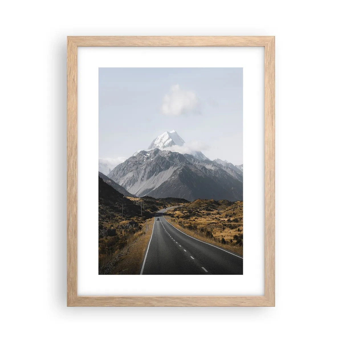 Plagát v ráme zo svetlého duba - Cesta do srdca hôr - 30x40 cm
