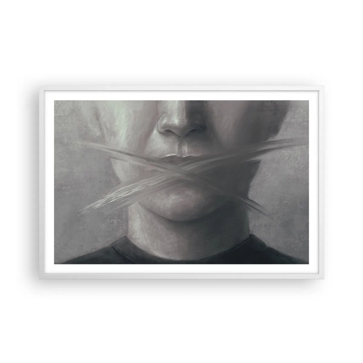 Plagát v bielom ráme - Ani slovo - 91x61 cm