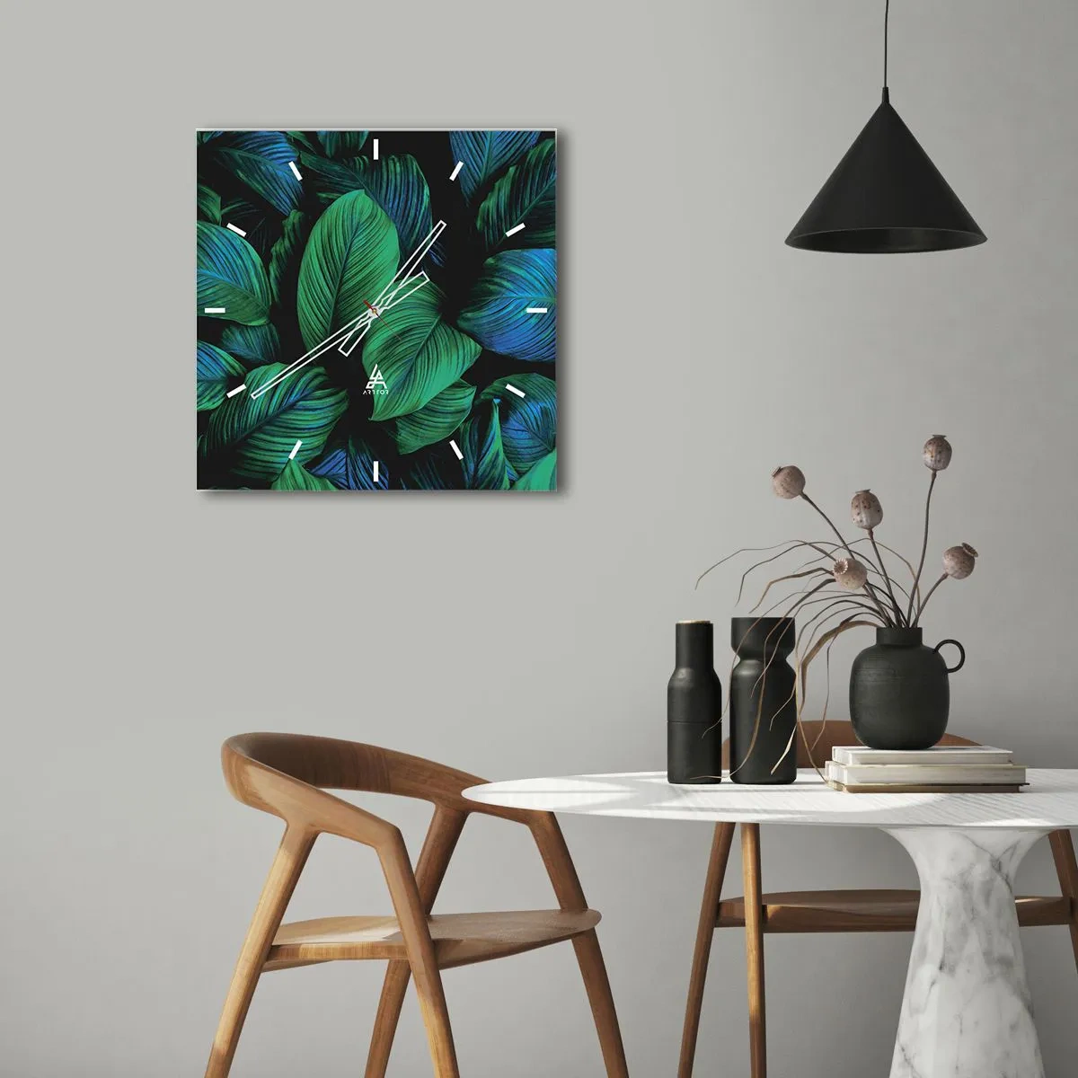 Nástenné hodiny - V zelenom dave - 40x40 cm