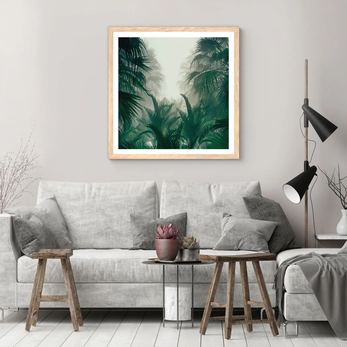 Plagát v ráme zo svetlého duba - Tropická záhada - 60x60 cm