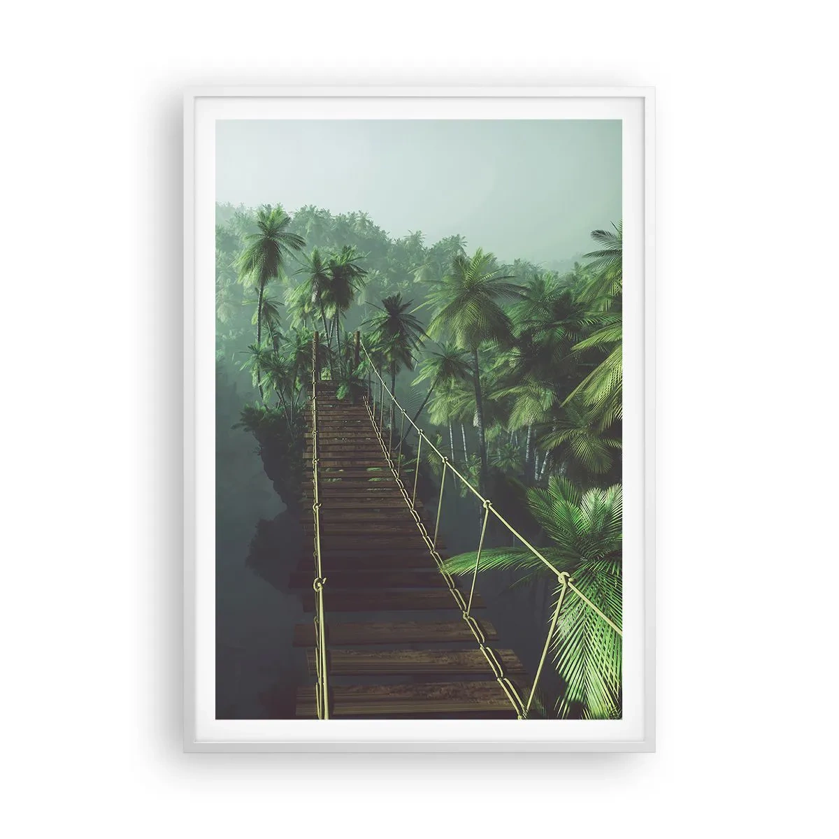 Plagát v bielom ráme - Pri vodopáde zelene - 70x100 cm