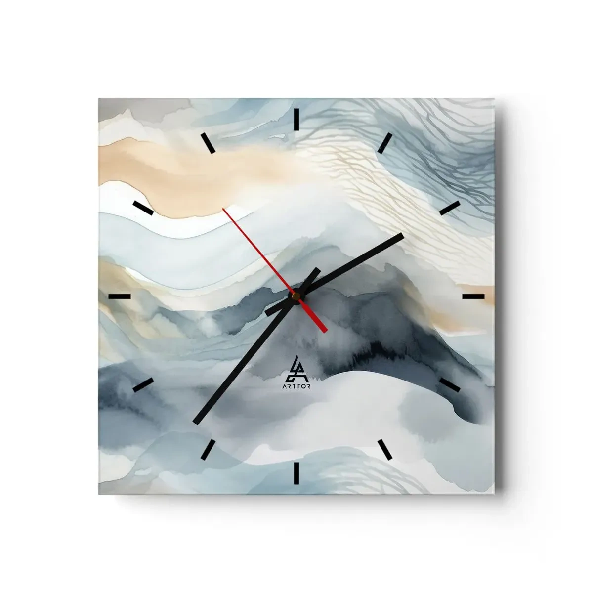 Nástenné hodiny - Abstrakcia snehu a hmly - 30x30 cm
