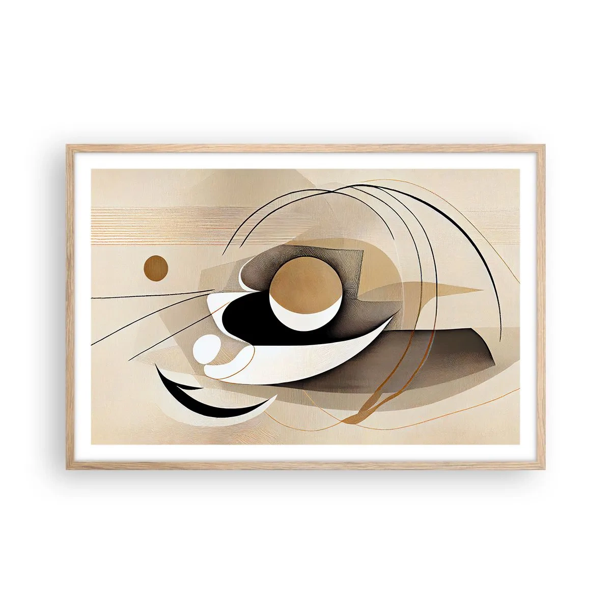 Plagát v ráme zo svetlého duba - Kompozícia: podstata vecí - 91x61 cm