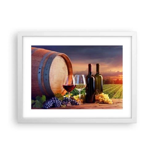 Plagát v bielom ráme - Tu má život chuť - 40x30 cm