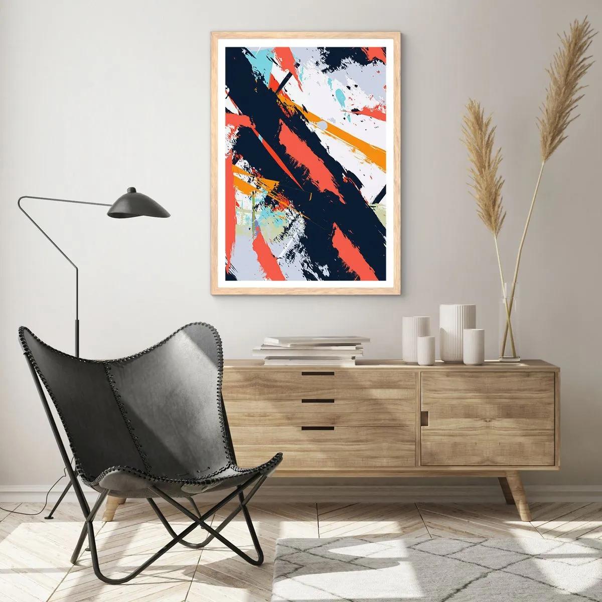 Plagát v ráme zo svetlého duba - Dynamická kompozícia - 30x40 cm