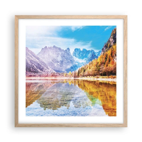 Plagát v ráme zo svetlého duba - A v horách už je jeseň - 50x50 cm