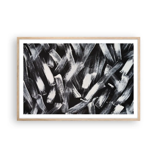 Plagát v ráme zo svetlého duba - Abstrakcia v industriálnom duchu - 91x61 cm