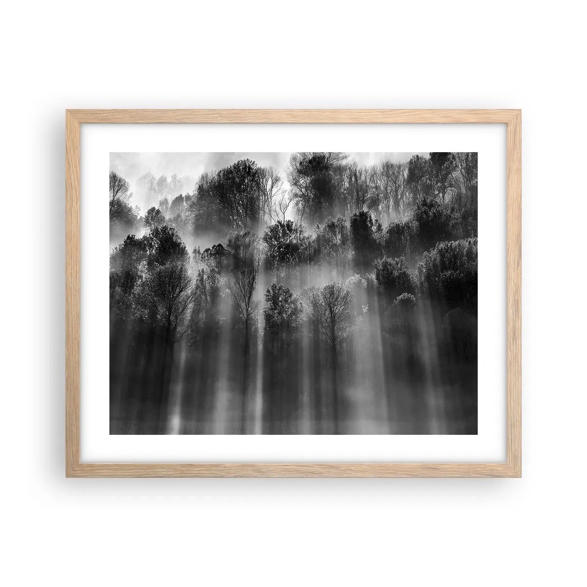 Plagát v ráme zo svetlého duba - V lúčoch svetla - 50x40 cm