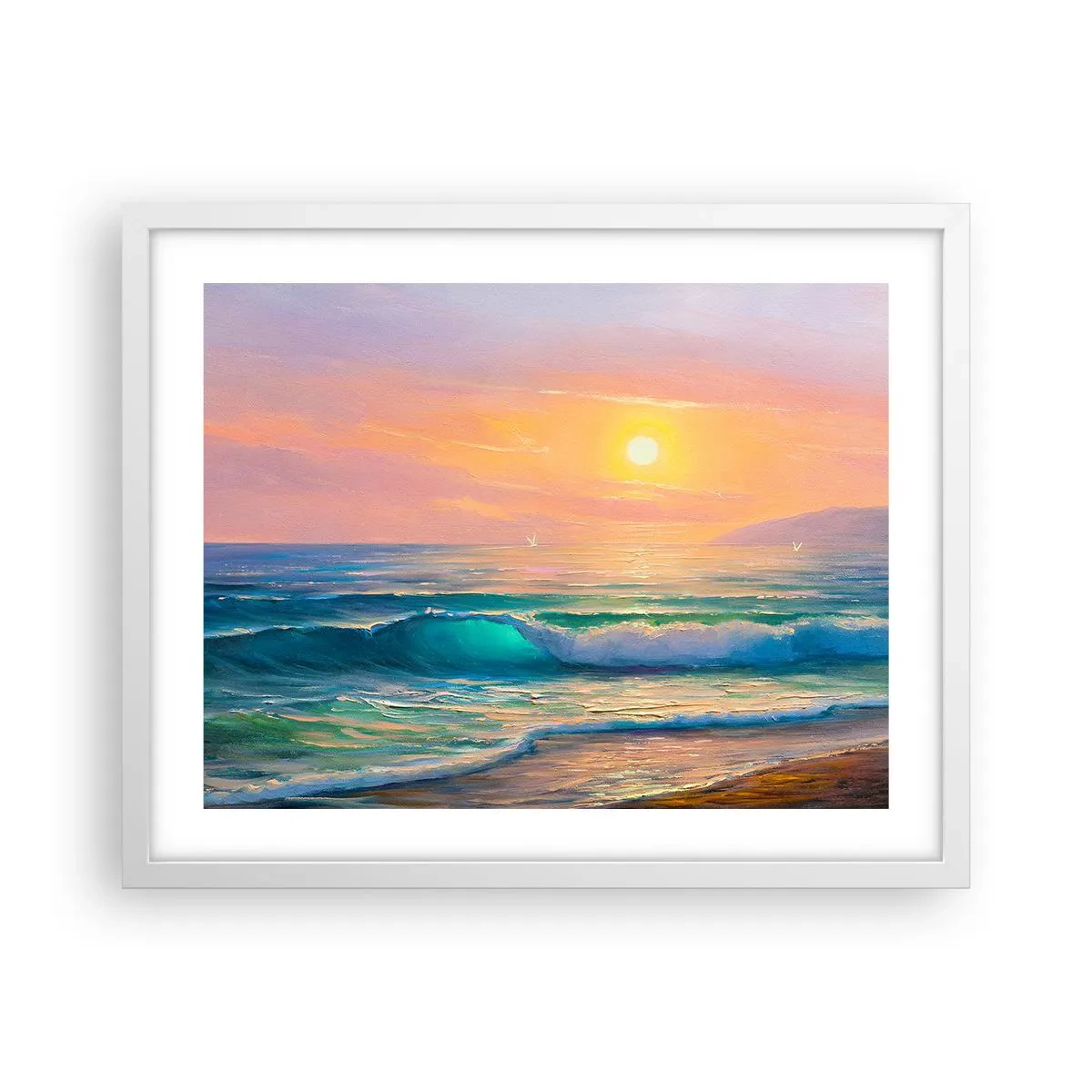 Plagát v bielom ráme - Tyrkysová pieseň vĺn - 50x40 cm