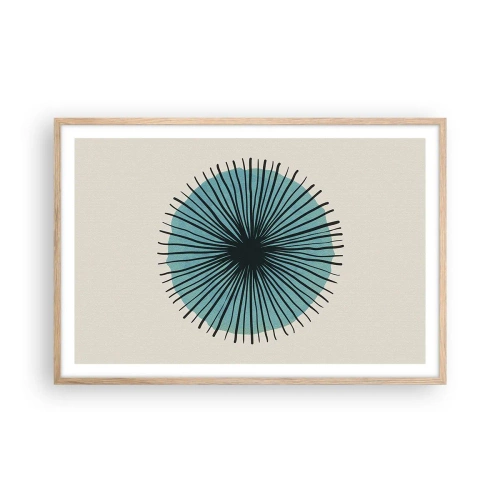 Plagát v ráme zo svetlého duba - Žiariaca modrá - 91x61 cm