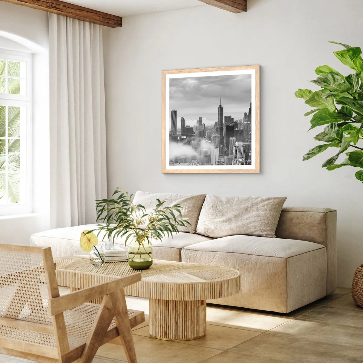 Plagát v ráme zo svetlého duba - Americká krajina - 60x60 cm