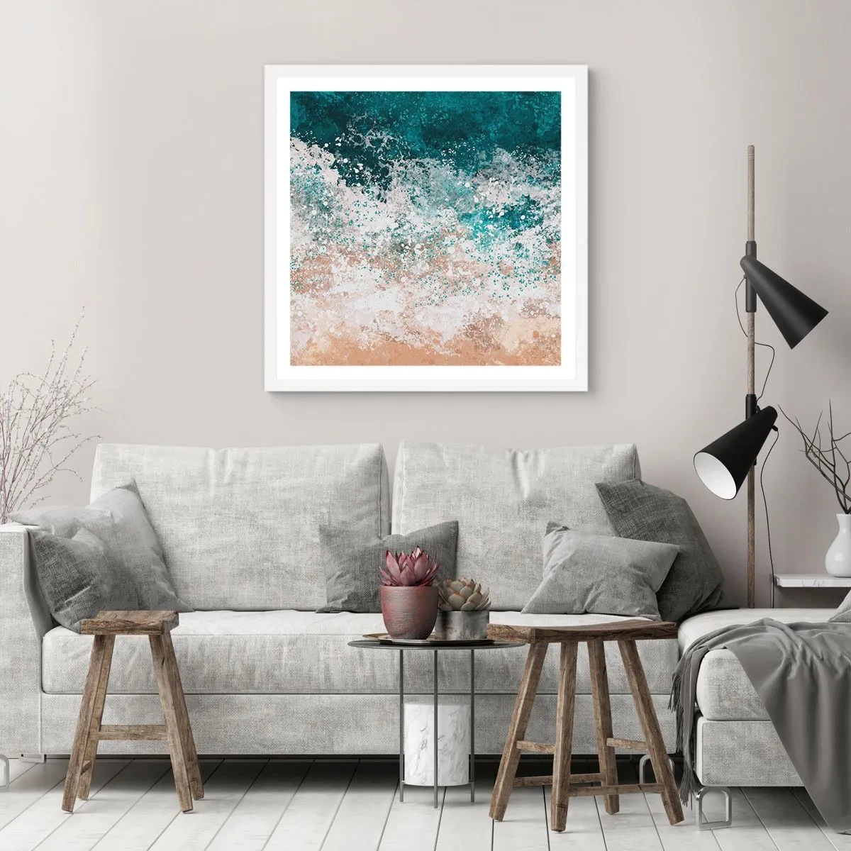 Plagát v bielom ráme - Morské príbehy - 40x40 cm