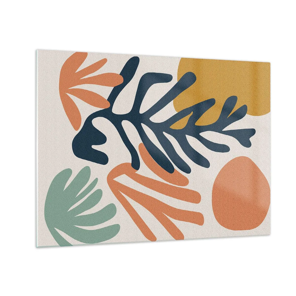 Obraz na skle - Farebná grafika s rastlinnými a koralovými motívmi - 70x50cm - Koralové more - Moderná nástenná dekorácia do obývacej izby a spálne ARTTOR