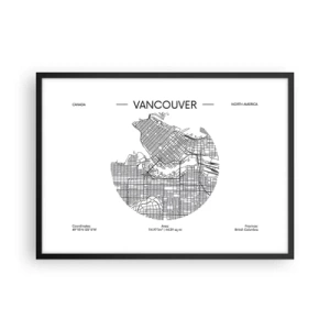 Plagát v čiernom ráme - Anatómia Vancouveru - 70x50 cm