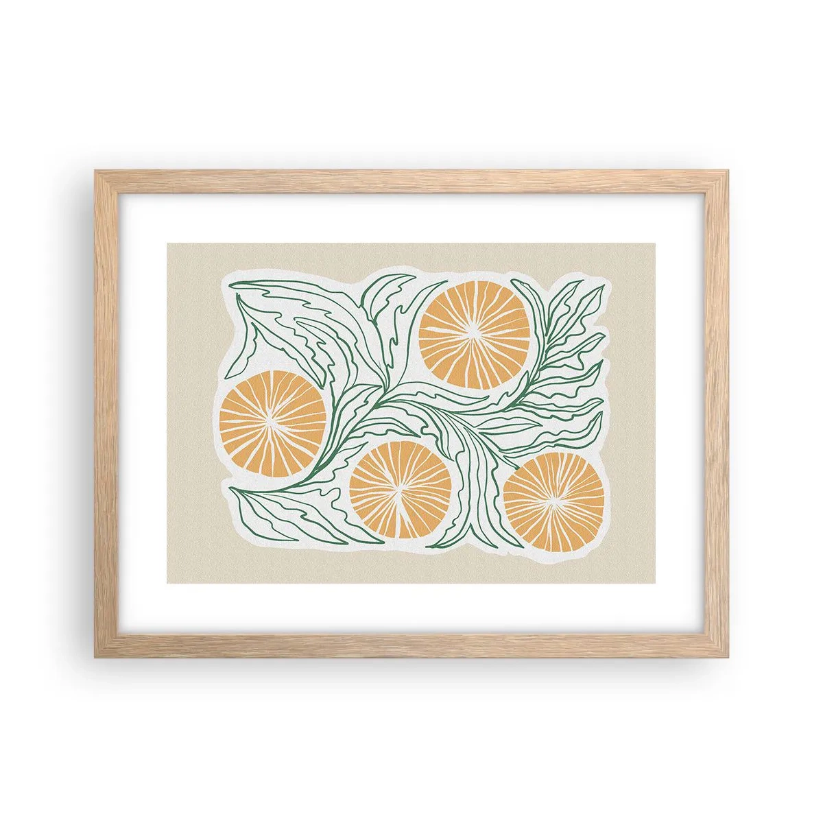 Plagát v ráme zo svetlého duba - Etnicky s abstraktným nádychom - 40x30 cm