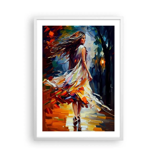 Plagát v bielom ráme - Jesenné dievča - 50x70 cm