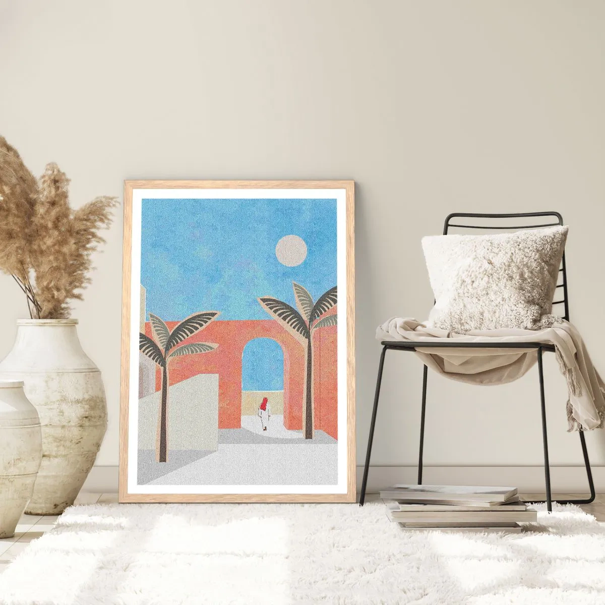 Plagát v ráme zo svetlého duba - Arabský deň - 40x50 cm