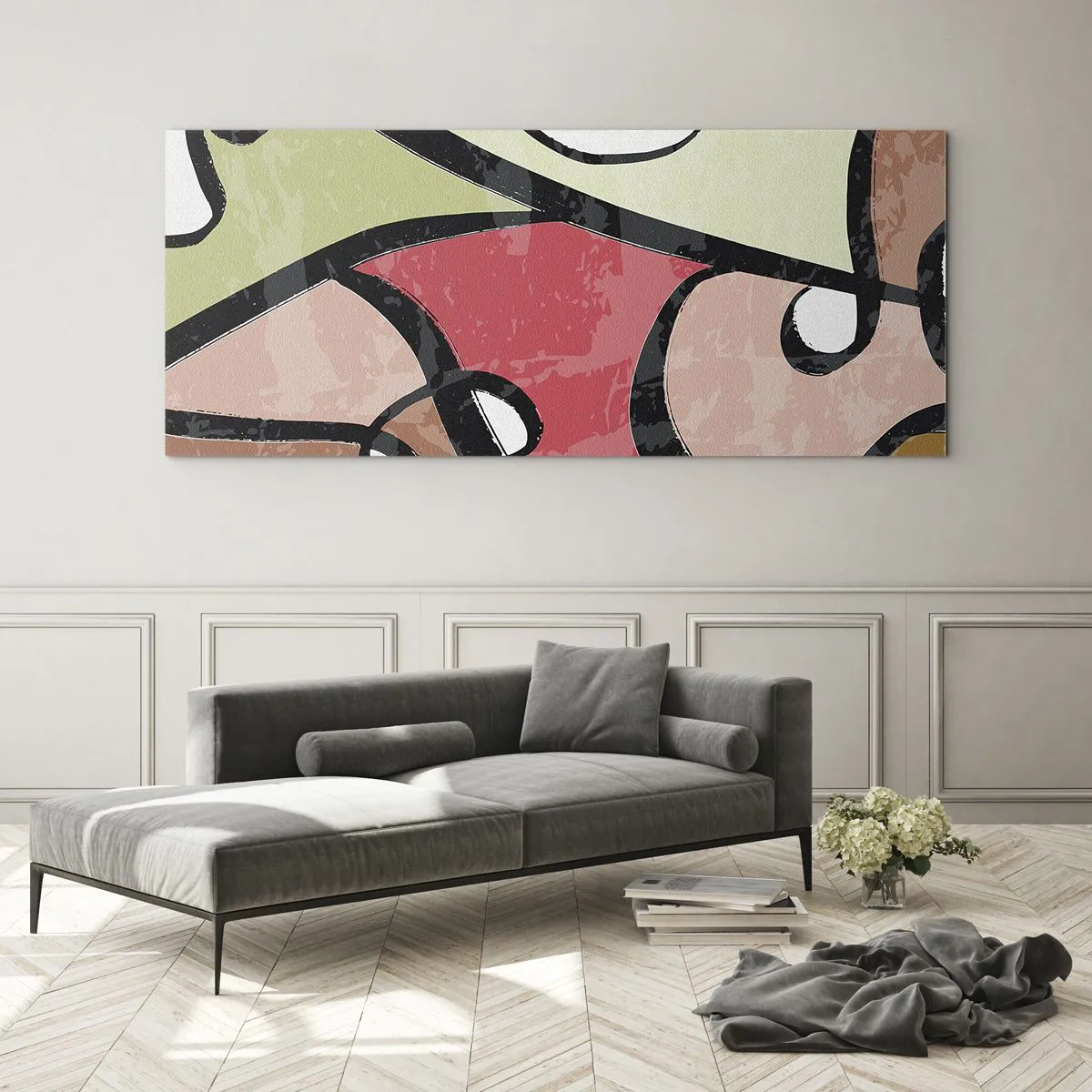 Obraz na skle - Piruety uprostred farieb - 90x30 cm