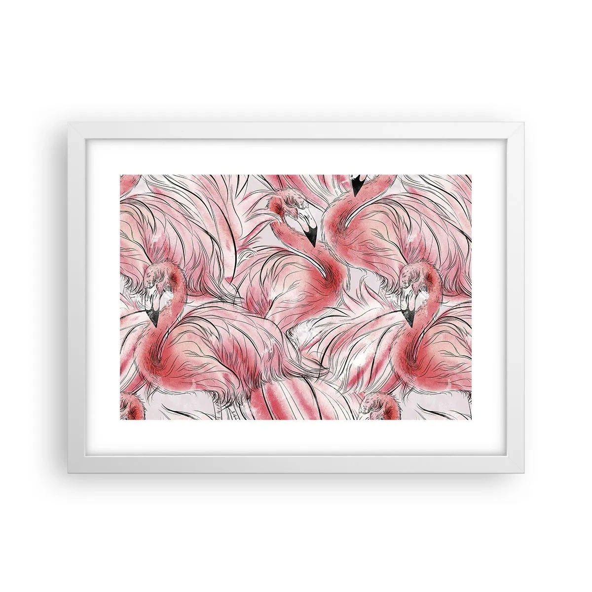 Plagát v bielom ráme - Vtáči corps de ballet - 40x30 cm