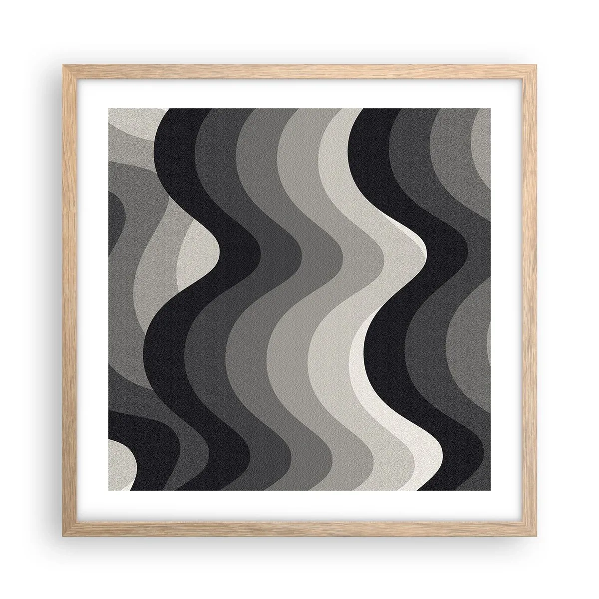 Plagát v ráme zo svetlého duba - Vlna za vlnou - 50x50 cm