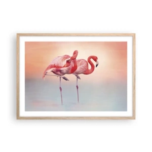 Plagát v ráme zo svetlého duba - Vo farbe zapadajúceho slnka - 70x50 cm