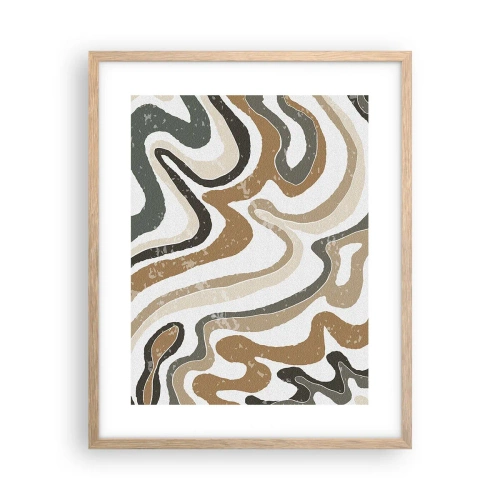 Plagát v ráme zo svetlého duba - Meandre zemitých farieb - 40x50 cm