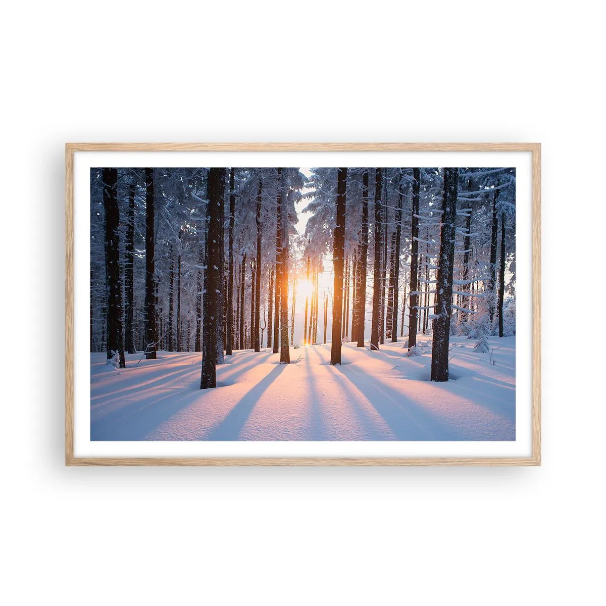 Plagát v ráme zo svetlého duba - Jasne čierne na bielom - 91x61 cm