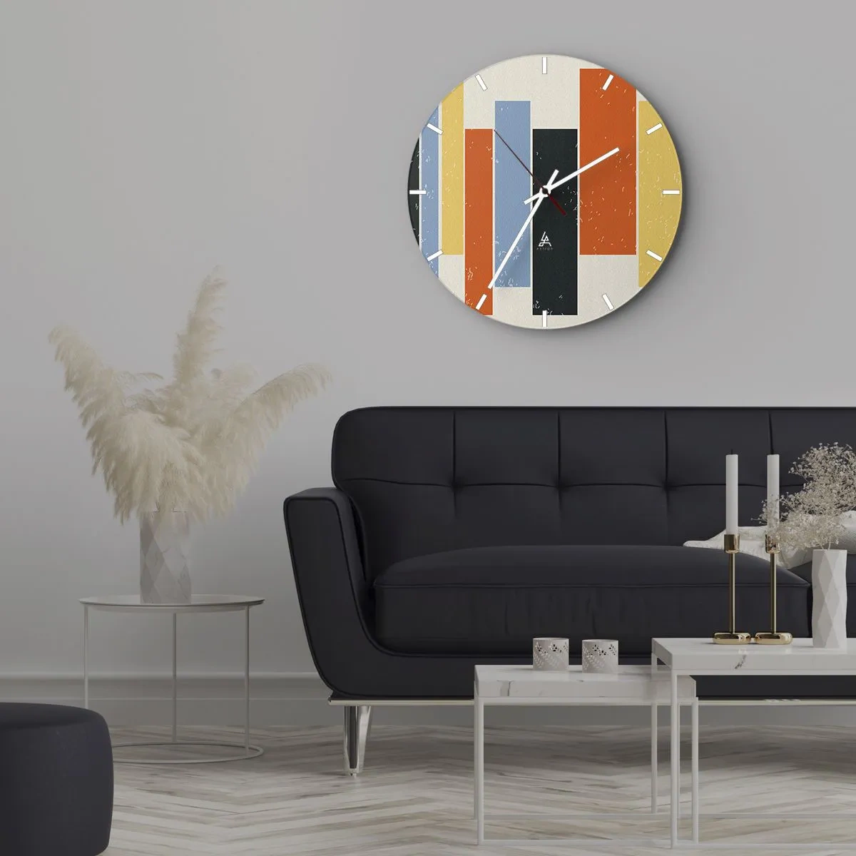 Nástenné hodiny - Vertikálne retro pruhy v teplých farbách - 30x30cm - Záznam hudby - Moderná nástenná dekorácia do obývacej izby, kuchyne a spálne ARTTOR