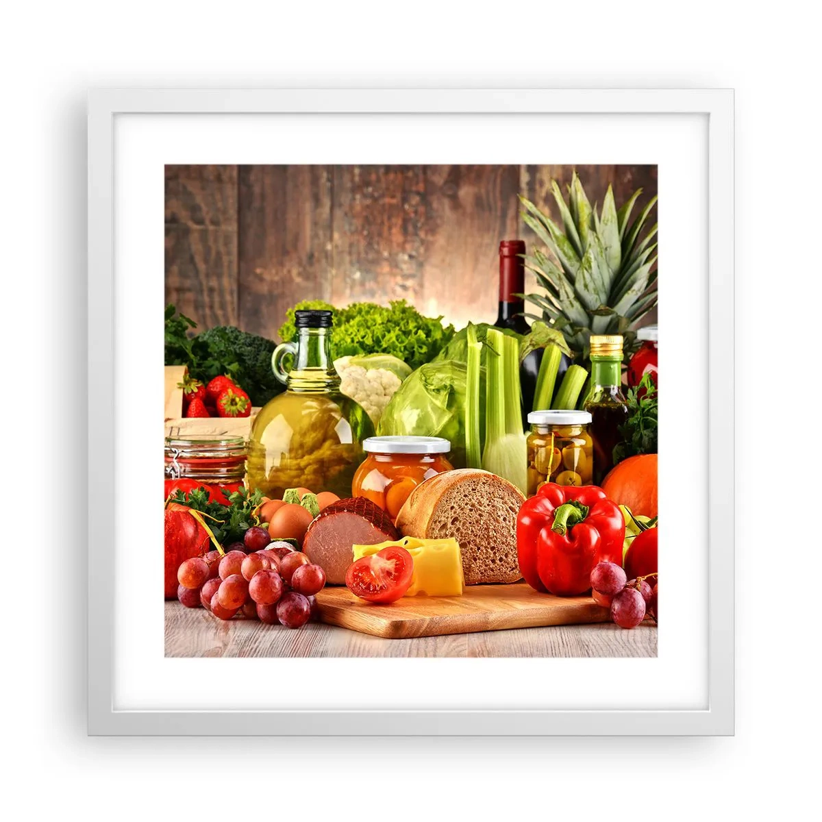 Plagát v bielom ráme - Údené, pečené, marinované - 40x40 cm