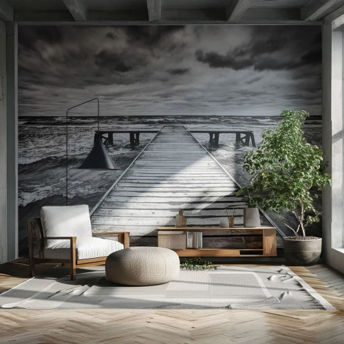 Fototapeta Premium Canvas - Čakám na vietor, čo rozfúka… - Krajina, Drevený most, More - 500x350 cm