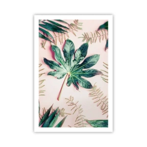 Plagát - Štúdia zelenej na ružovom pozadí - 61x91 cm