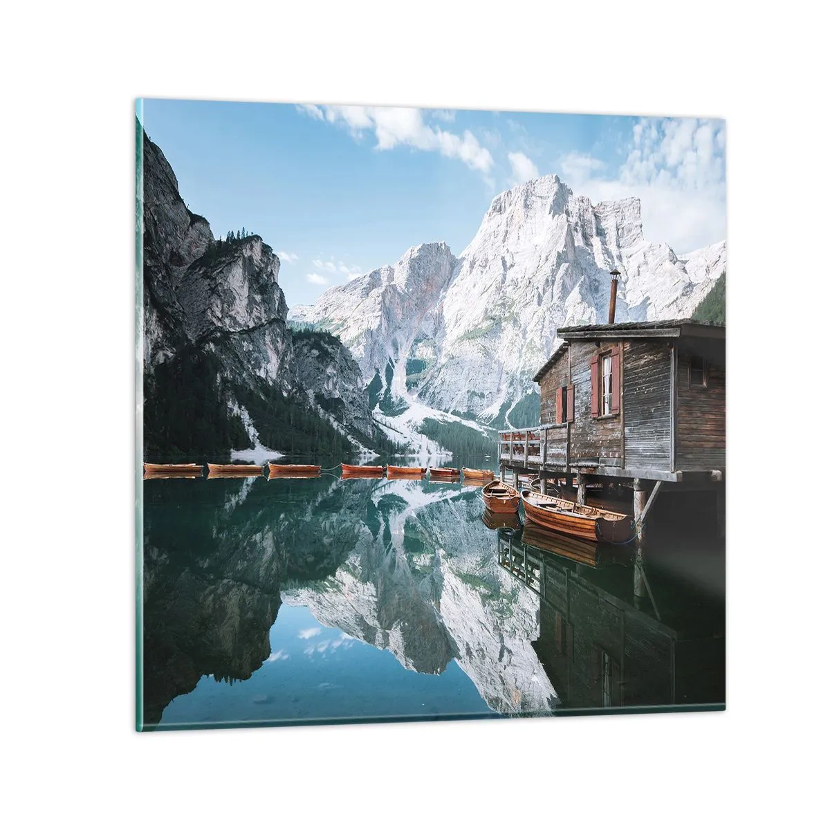 Obraz na skle - Kryštalické, horské ráno - 40x40 cm