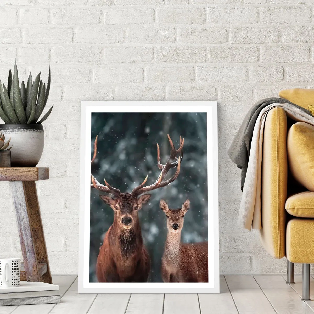 Plagát v bielom ráme - Pán lesa so svojou ženou - 70x100 cm