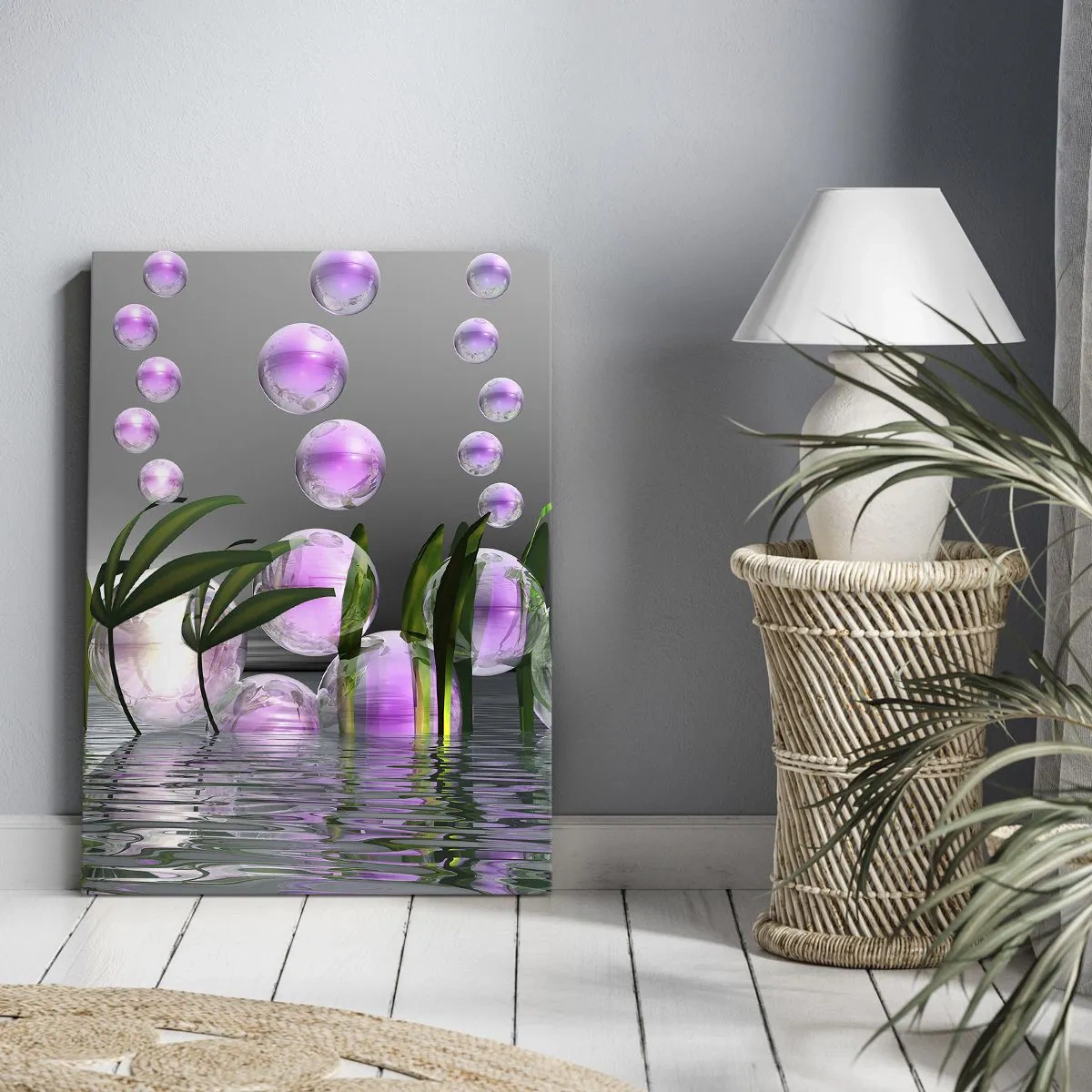 Obraz na plátne - Reflexná kompozícia ľahkosti a života - 65x120 cm