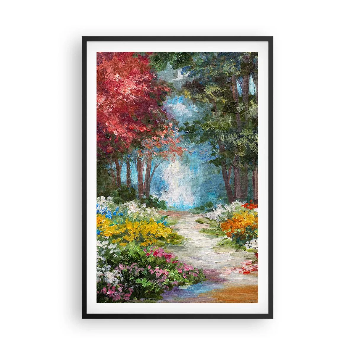Plagát v čiernom ráme - Lesná záhrada, kvetinový les - 61x91 cm