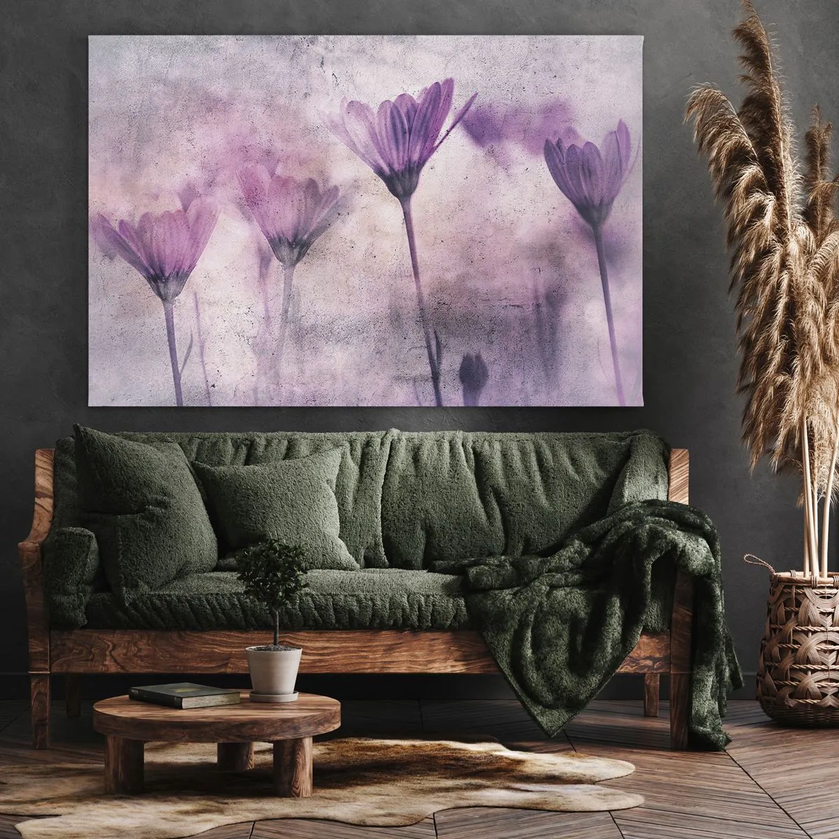 Obraz na plátne - Jemné kvety v odtieňoch fialovej na svetlom pozadí - 70x50cm - Sen kvetov - Moderná nástenná dekorácia do obývacej izby a spálne ARTTOR