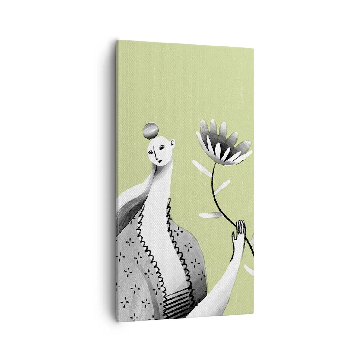 Obraz na plátne - Modernistický portrét – držiaci kvet - 55x100 cm