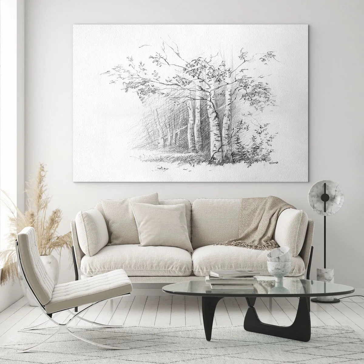 Obraz na skle - Svetlo brezového lesa - 120x80 cm
