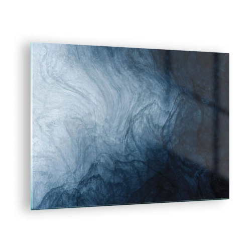 Obraz na skle - Abstraktná hĺbka v odtieňoch námorníckej modrej a sivej - 70x50cm - Siahnuť do hlbín - Moderná nástenná dekorácia do obývacej izby a spálne ARTTOR