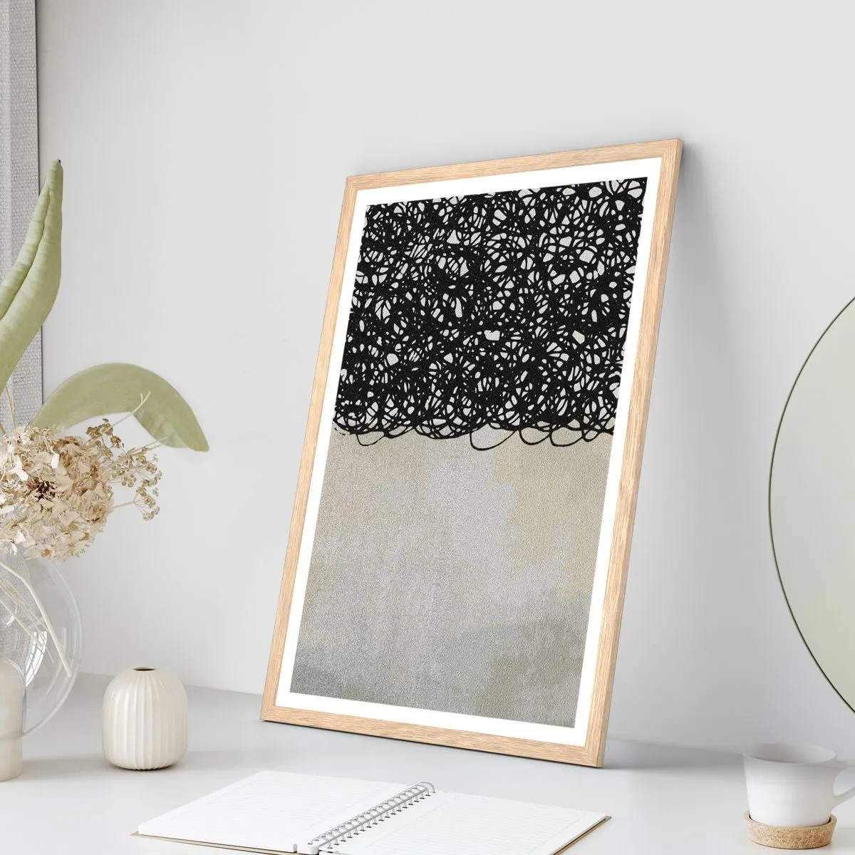 Plagát v ráme zo svetlého duba - Víriace abstrakcie - 40x50 cm