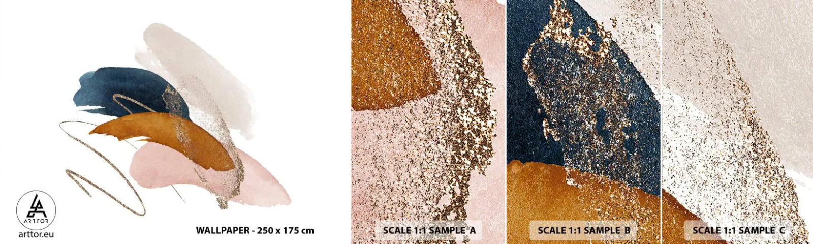 Vzorka samolepiacej fototapety Deluxe Sticker - Okrídlená kompozícia - Abstrakcia, Kus, Dizajn - 100x30 cm