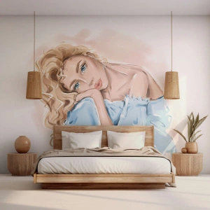 Fototapeta Premium Canvas - Zasnená v modrej - Žena, Móda, Grafika - 500x350 cm